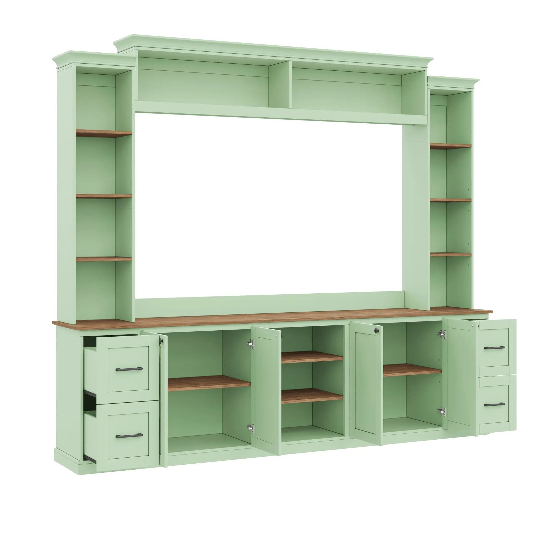 4-in-1 Entertainment Center Wall Unit with Bookshelf for TVs Up to 70" by HouseOfZazla