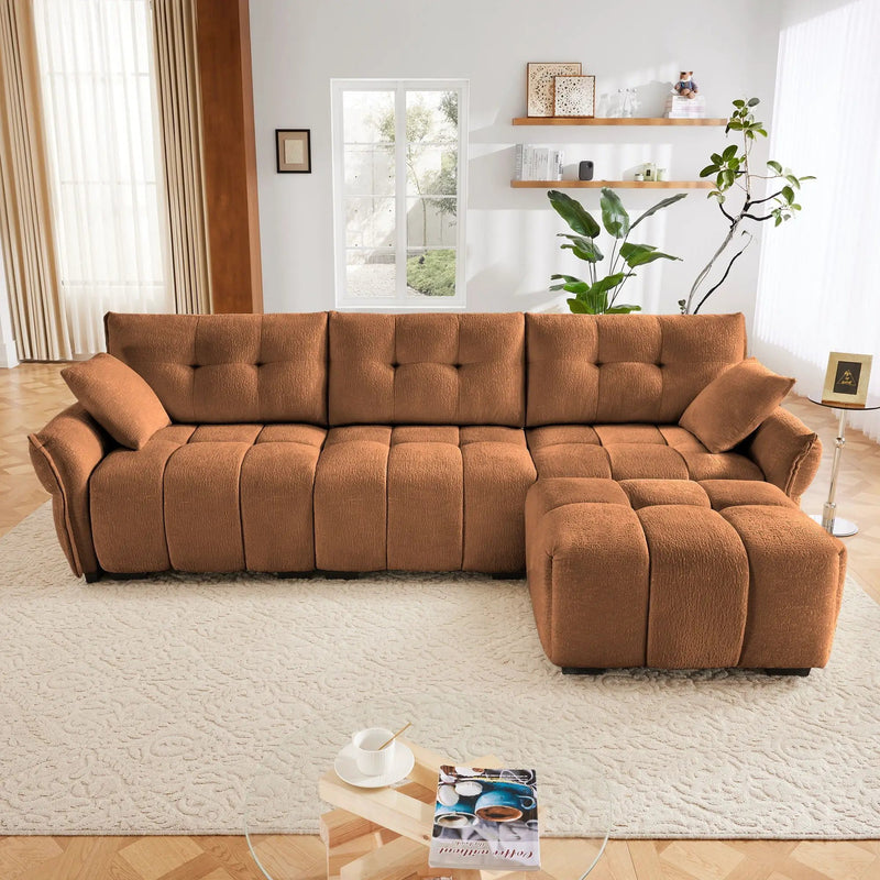 Sofa Set With Ottoman And Pillows, Textured, High Resilience Cushions by Unique Piece Furniture