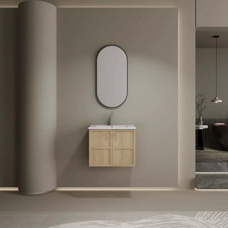Wall Mounted Bathroom Vanity With Ceramic Sink And 2 Soft Closing Doors by Unique Piece Furniture