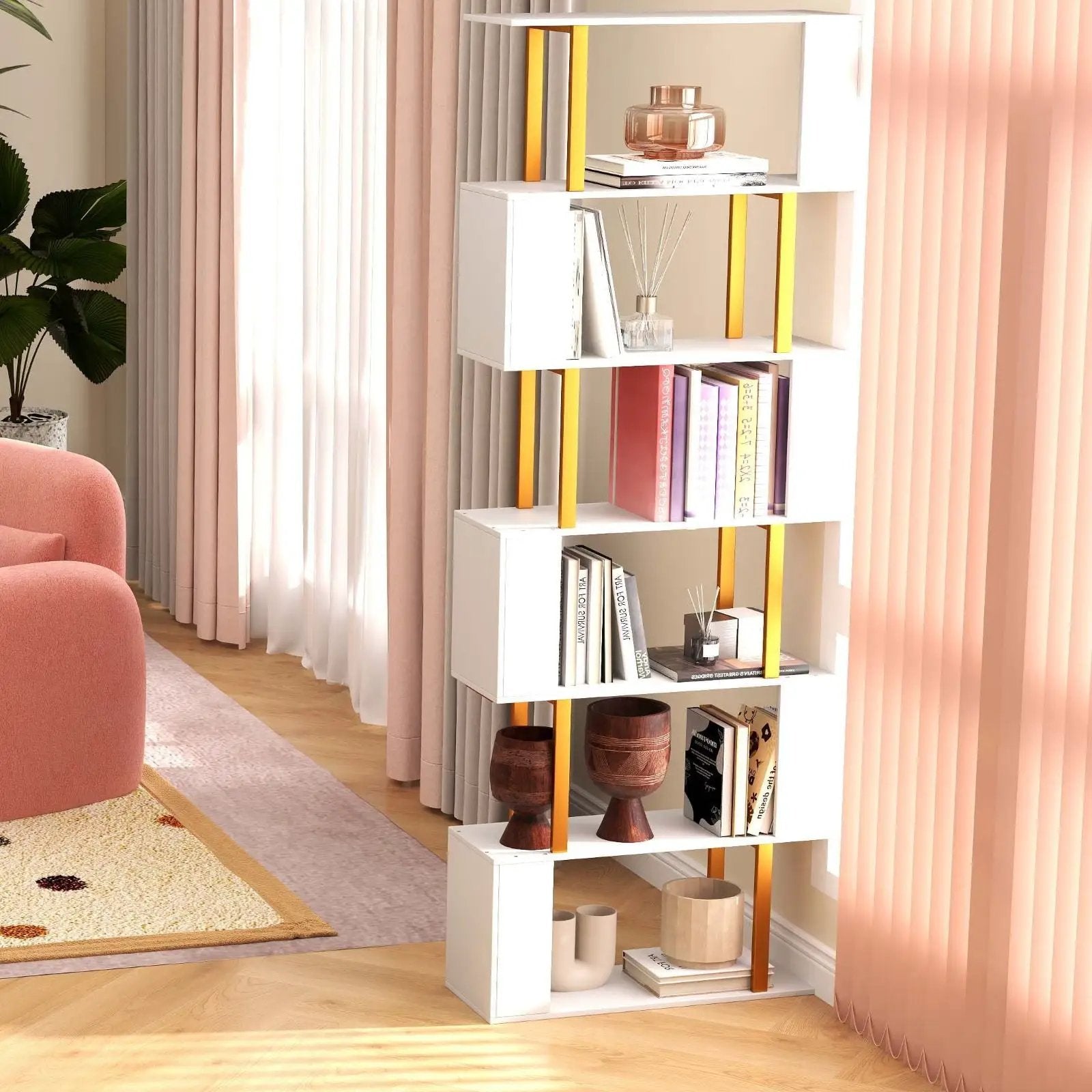 Modern Living Room Furniture Set (Bookcase + Coffee Table + End Table + Accent Chair) by DirectDeals