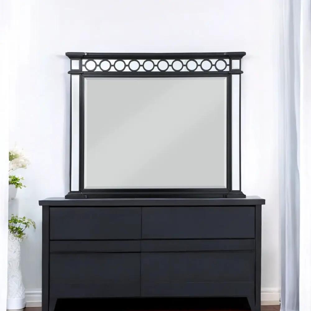 Varian II - Mirror - Mirrored, Black & Sliver by Unique Piece Furniture