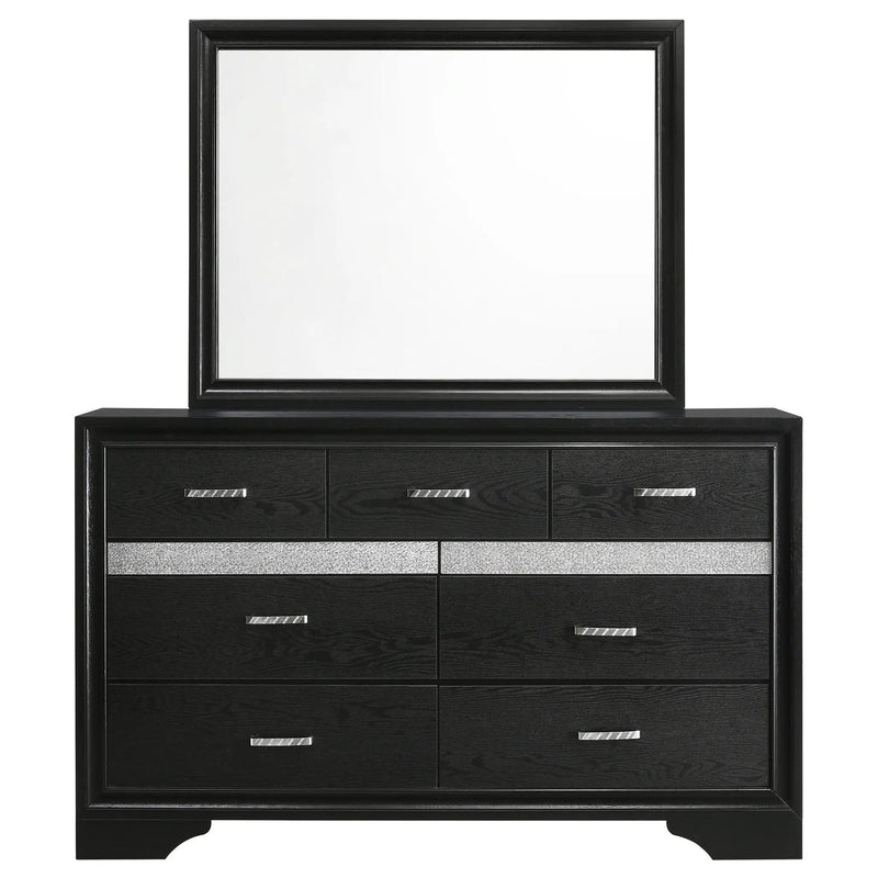Miranda 7-drawer Dresser with Mirror Black by Unique Piece Furniture