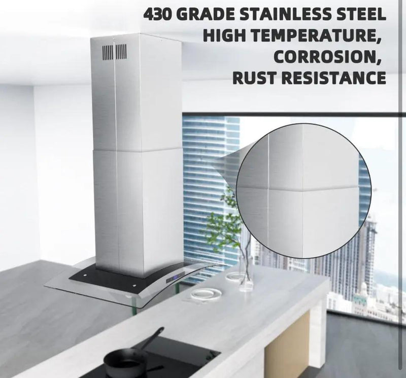 FIREGAS Range Hood Extension Chimney FGS-TI02-ZST, Stainless Steel Wall Mount Chimney Extension for FIREGAS Island Range Hood FGS-USI02G75CC and FGS-U by Selzalot