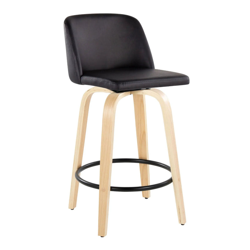 Toriano - Contemporary Modern Fixed Height Counter Stool Swivel With Round Footrest (Set of 2) by Unique Piece Furniture