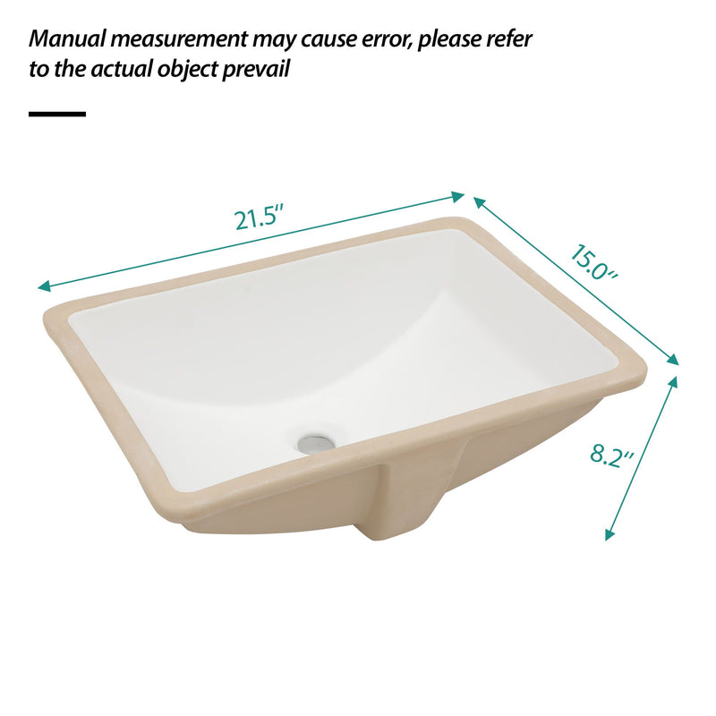 Modern Ceramic Undermount Bathroom Sink With Overflow, High Quality by HouseOfZazla