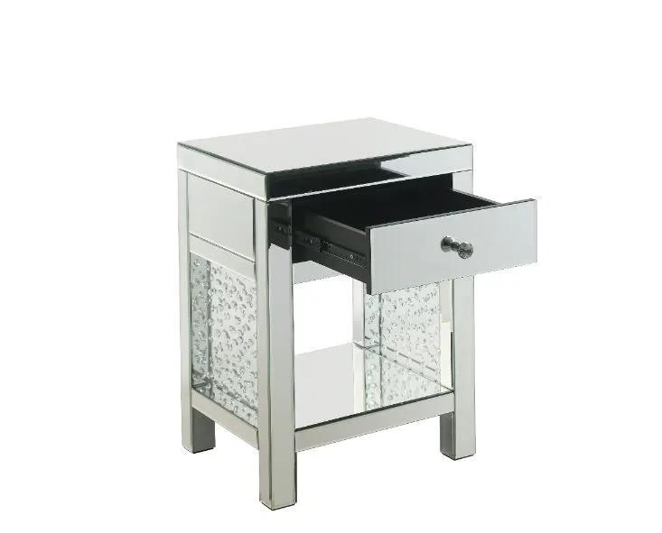 Nysa - 18" X 14" Accent Table - Mirrored & Faux Crystals by Unique Piece Furniture