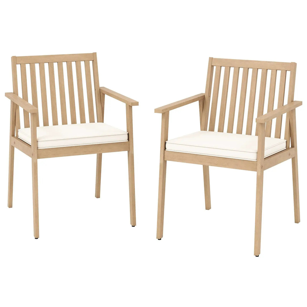 2 Pieces Patio Dining Chairs Outdoor Acacia Wood Chairs with Removable Padded Cushion, photo 5 of 16
