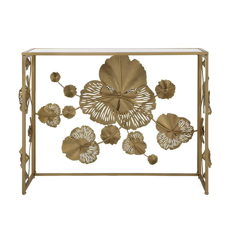 Console Table With Mirrored Glass Top, Modern Entryway Table For Living Room Foyer Entryway - Gold by HouseOfZazla