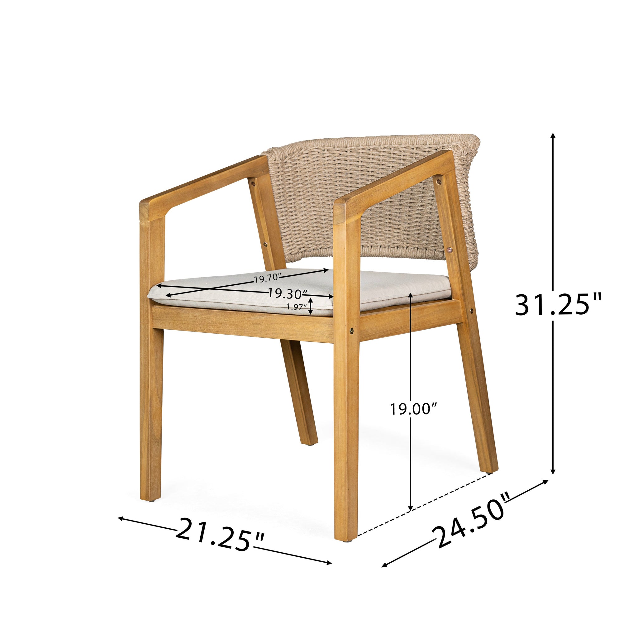 7-Piece Outdoor Acacia Wood Dining Set, 69" Rectangular Patio Table & 6 Mix by HouseOfZazla