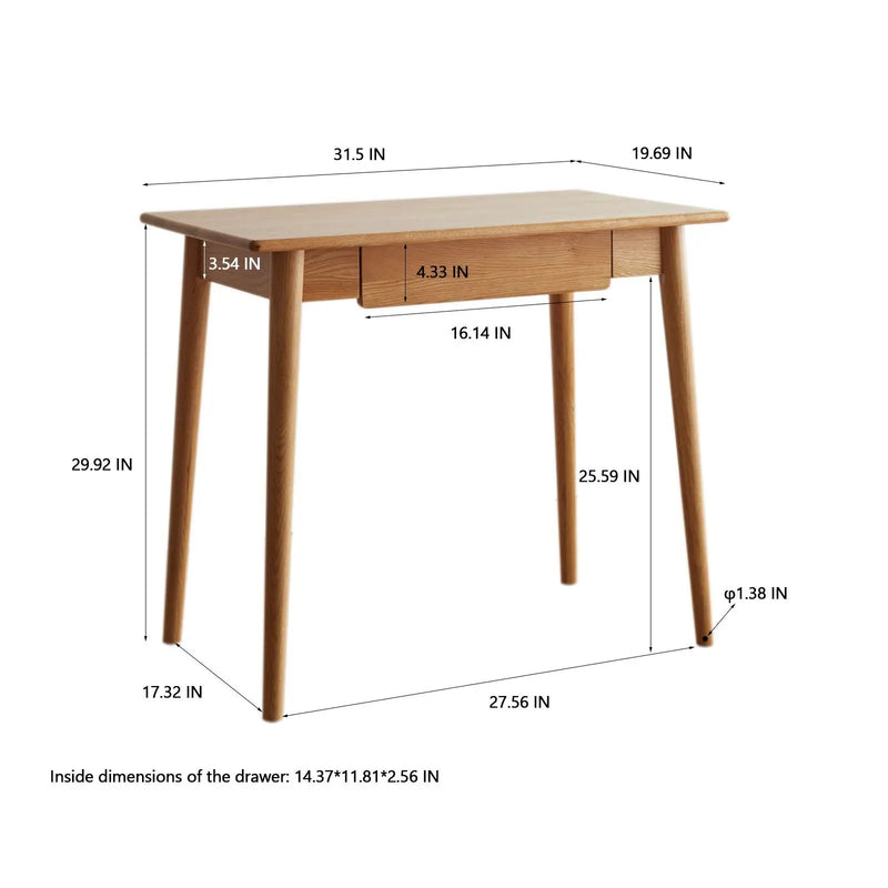 Computer Desk, Study Desk With Drawer Simple Work From Home - Oak Natural by HouseOfZazla