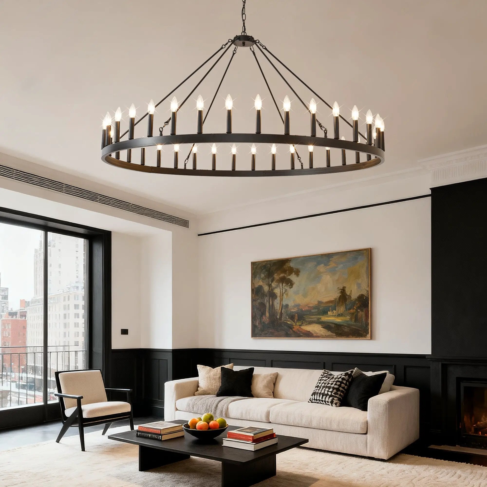 59.1 Inch 36-Light Wagon Wheel Chandelier by HouseOfZazla