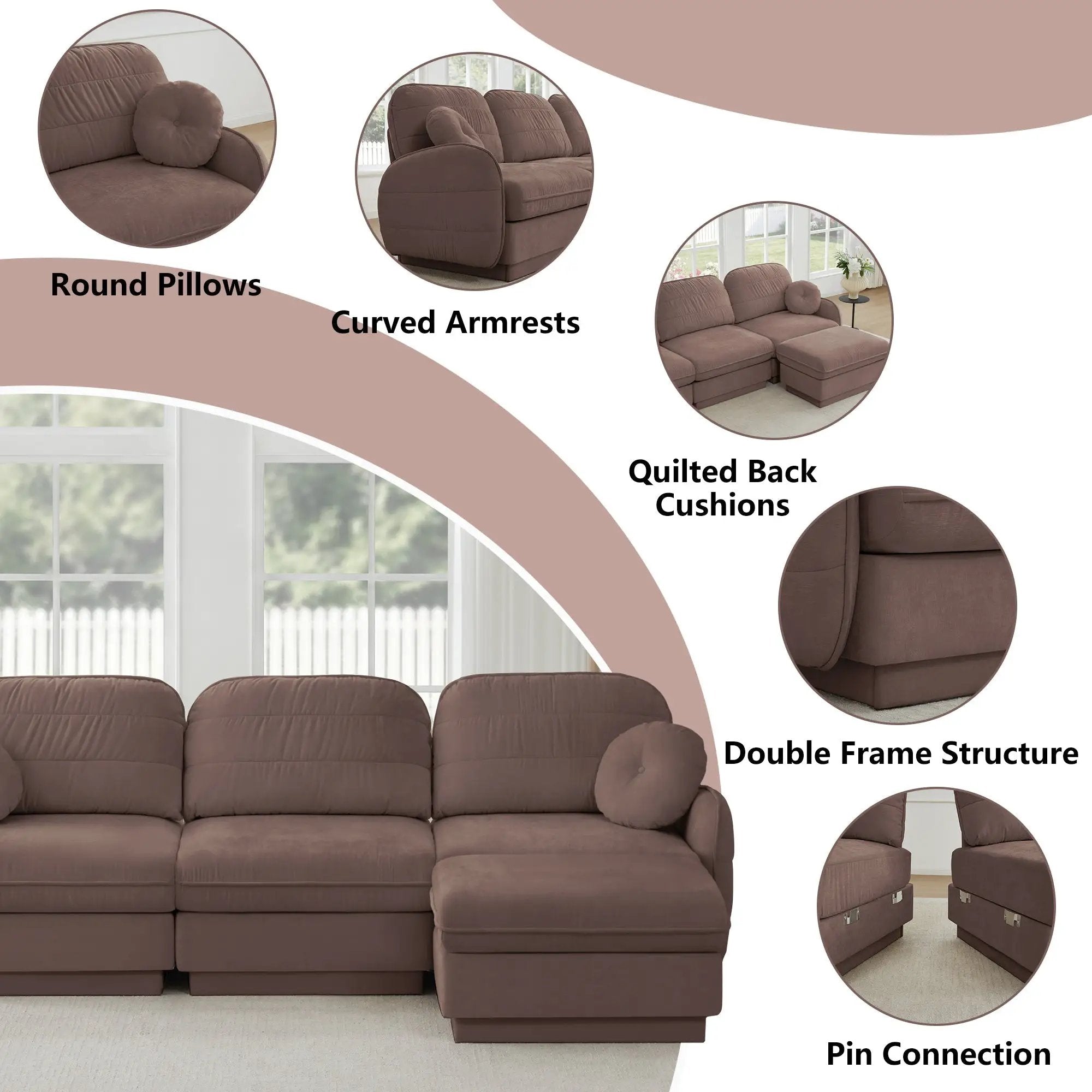 137" Chenille Cloud 4-Seater Sofa by HouseOfZazla