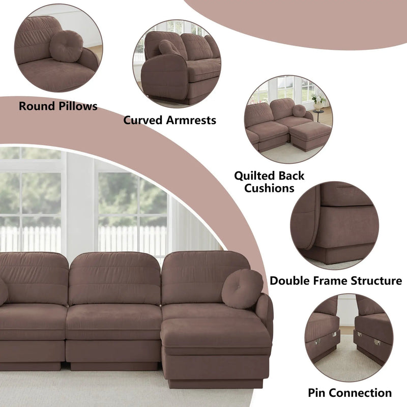 137" Oversize Chenille L-Shaped Sofa by HouseOfZazla