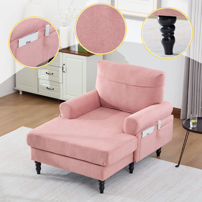 Modern Minimalist Chenille Fabric Chaise Lounge Recliner by HouseOfZazla