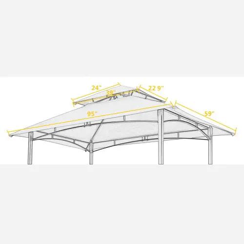 8x5Ft Grill Gazebo Replacement Canopy, Double Tiered BBQ Tent Roof Top Cover by HouseOfZazla