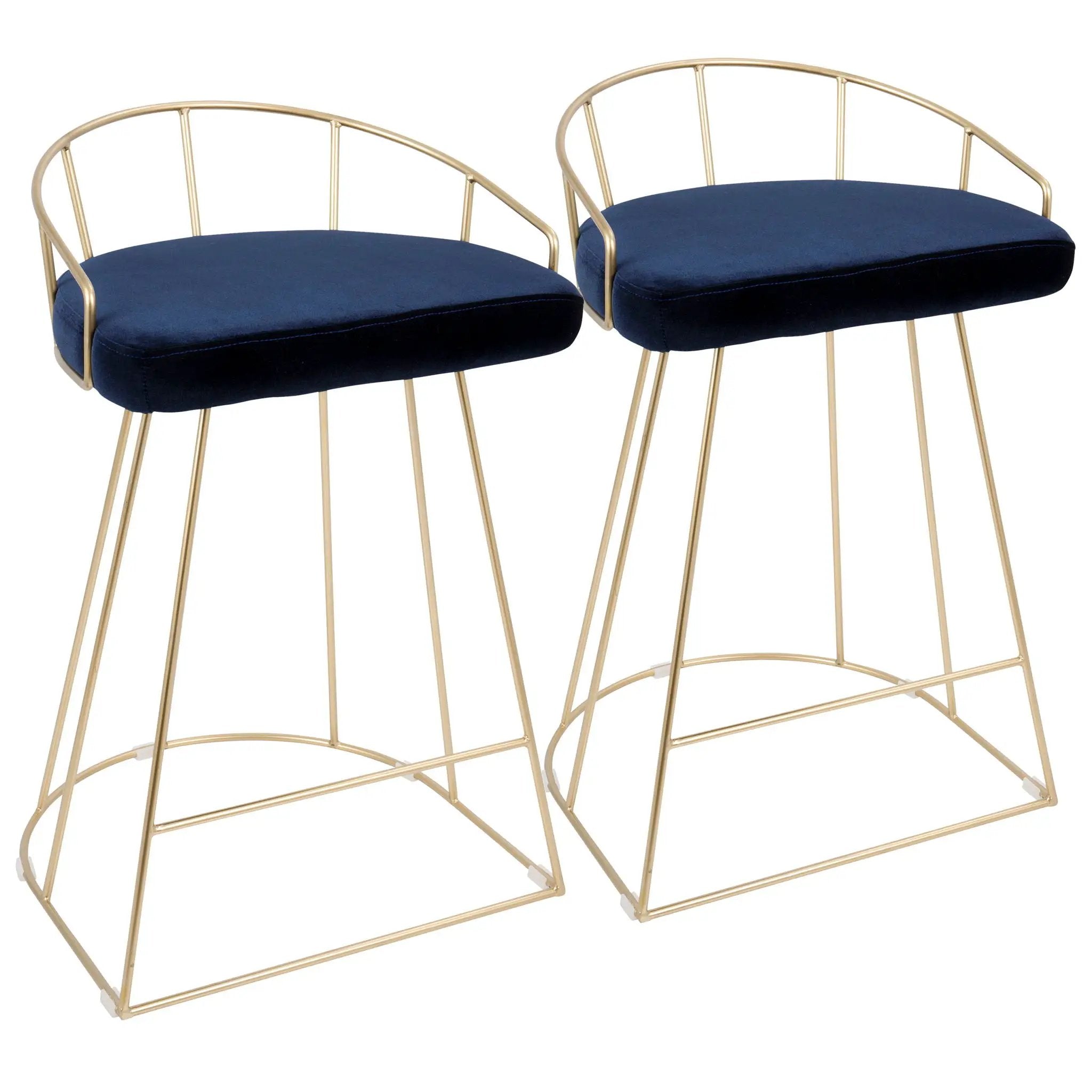 Canary - Contemporary / Glam Counter Stool (Set of 2) - Gold / Blue by HouseOfZazla