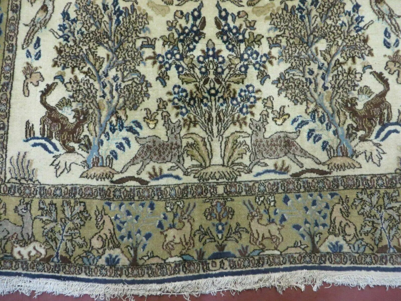 4' X 6 Handmade India Oriental Fine Pictorial Tree Of Life Wool Silk Rug Wow by Jewel Rugs