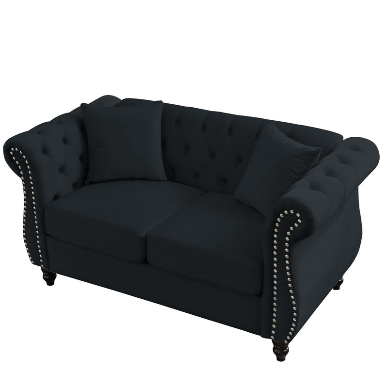 Chesterfield Sofa With Rolled Arms And Nailhead Trim by HouseOfZazla
