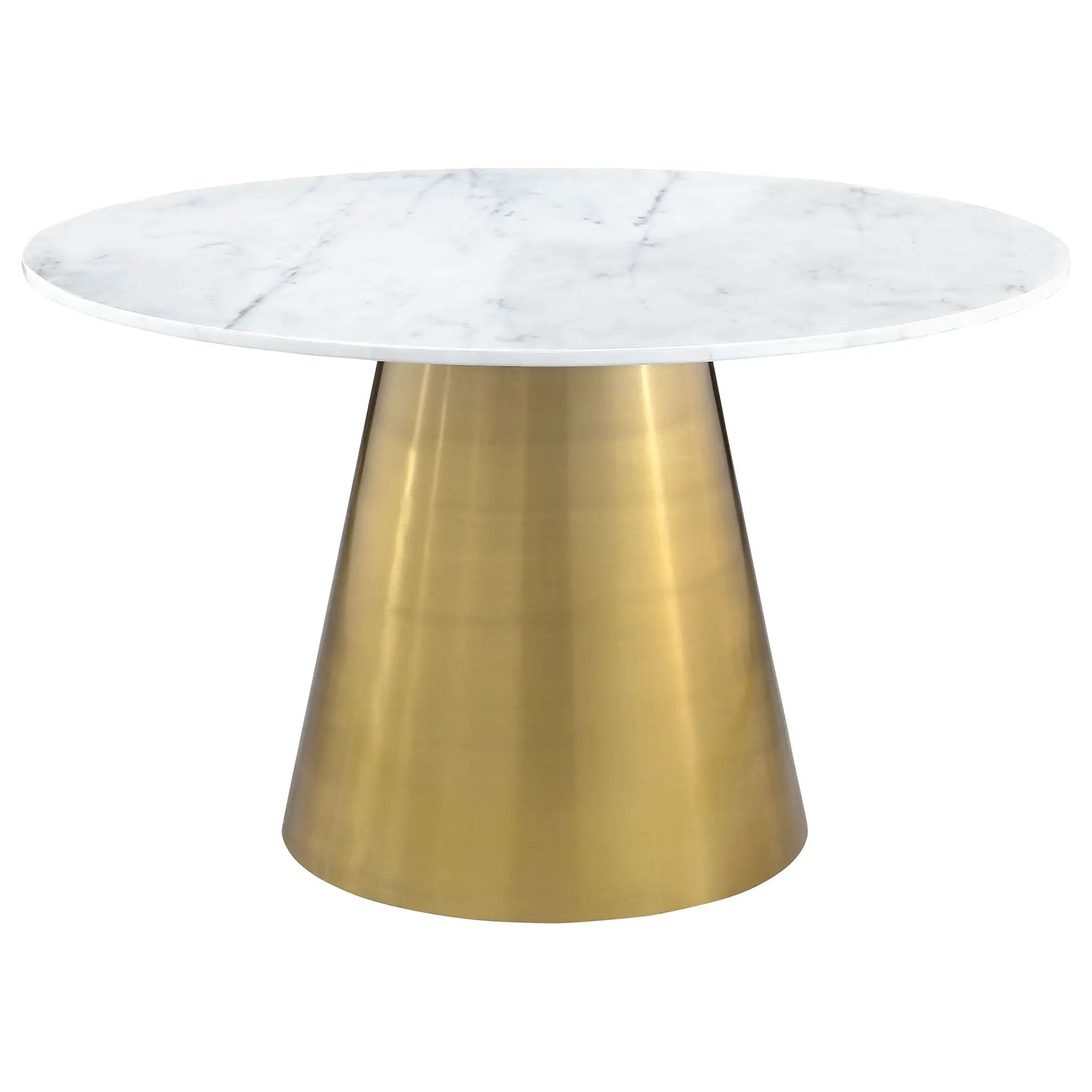 Ambrose Round 50-inch Marble Top Dining Table Brushed Gold by Unique Piece Furniture