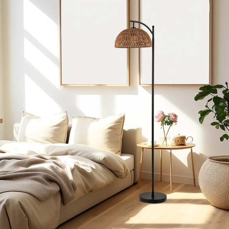 Arc Floor Lamp 63 Inches Tall Pole Lamp with Hanging Lampshade-Black by DirectDeals
