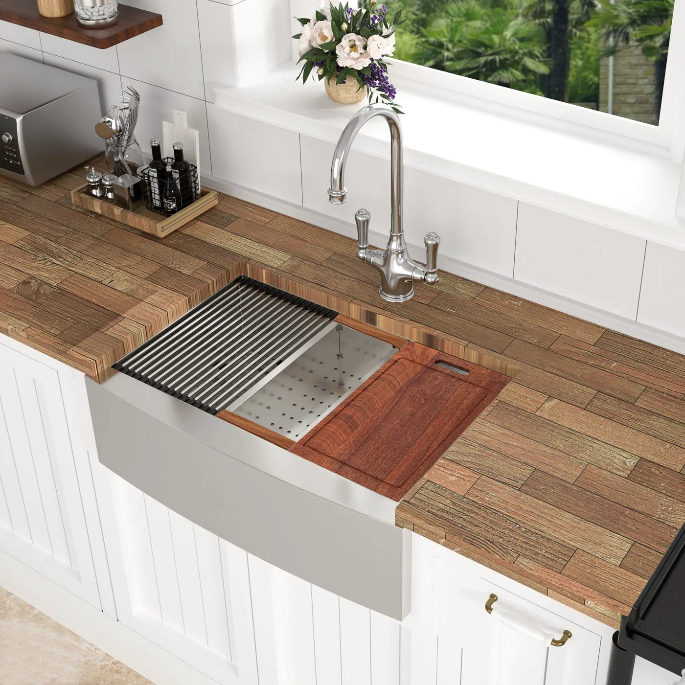 Classic Ceramic Farmhouse Sink Workstation Single Bowl With Durable Finish by HouseOfZazla
