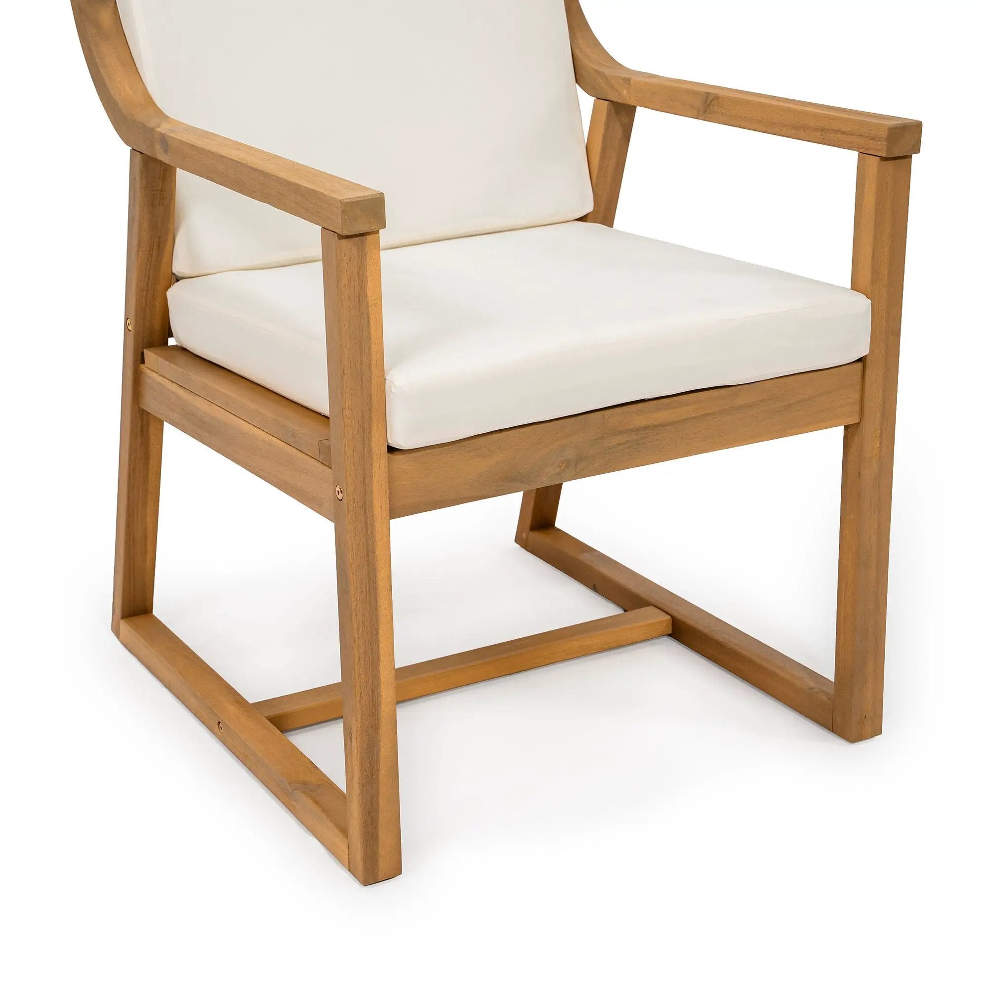 TREXM Patio Dining Chair Set of 2, Wood Outdoor Armchairs with Removable Cushions by HouseOfZazla