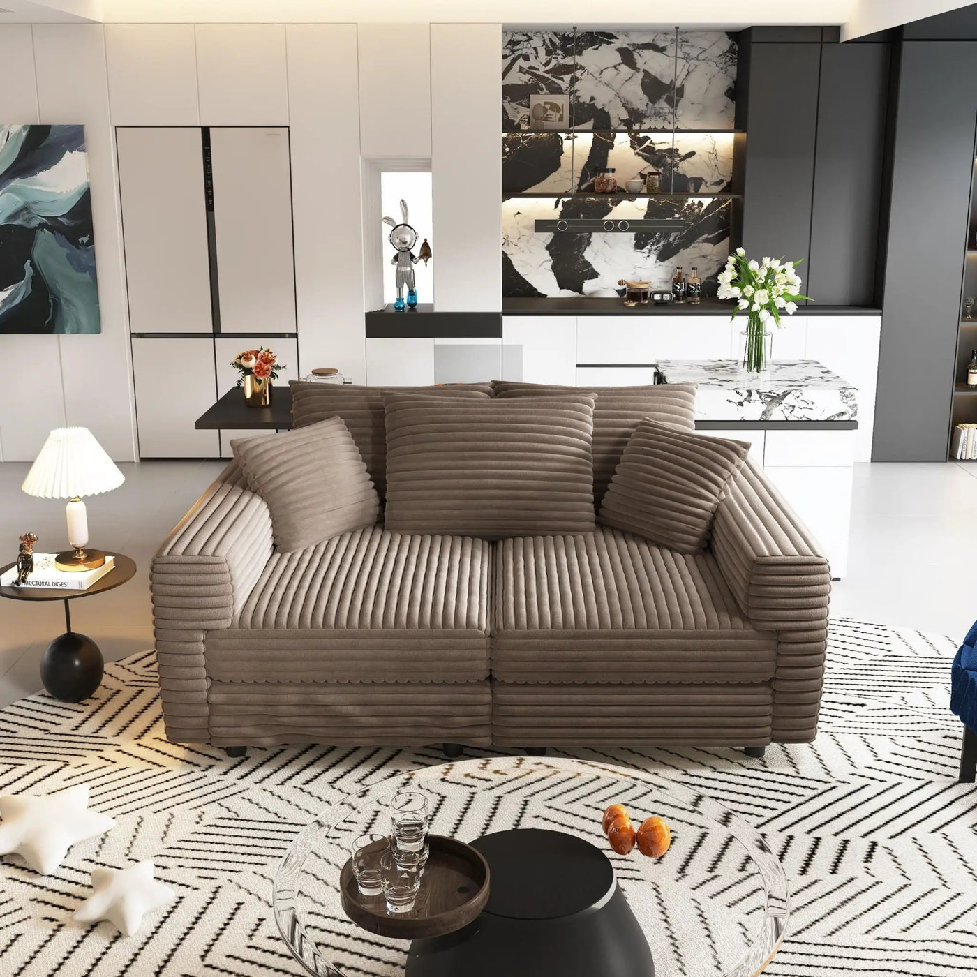 4 Seat Modern Comfy Upholstered Sofa Cloud Couch by HouseOfZazla
