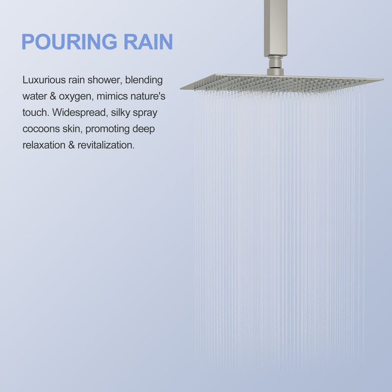 Modern 10" Square Rainfall Shower Head & Stainless Steel Wall Or Ceiling Mount Luxury Spa Shower Panel by HouseOfZazla