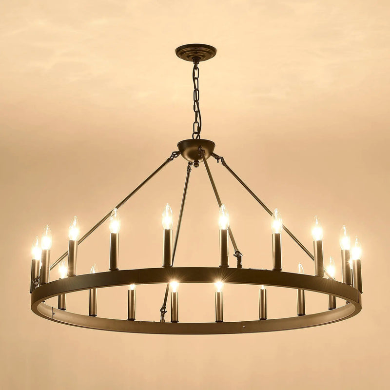 53.15 Inch Matte Black Wagon Wheel Chandelier with 30 Lights by HouseOfZazla