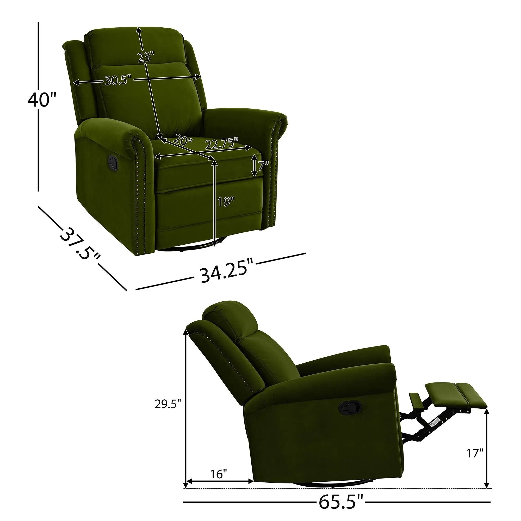 360 Degrees Swivel Recliner Manual Rocking Recliner Home With Adjustable Backrest by Unique Piece Furniture