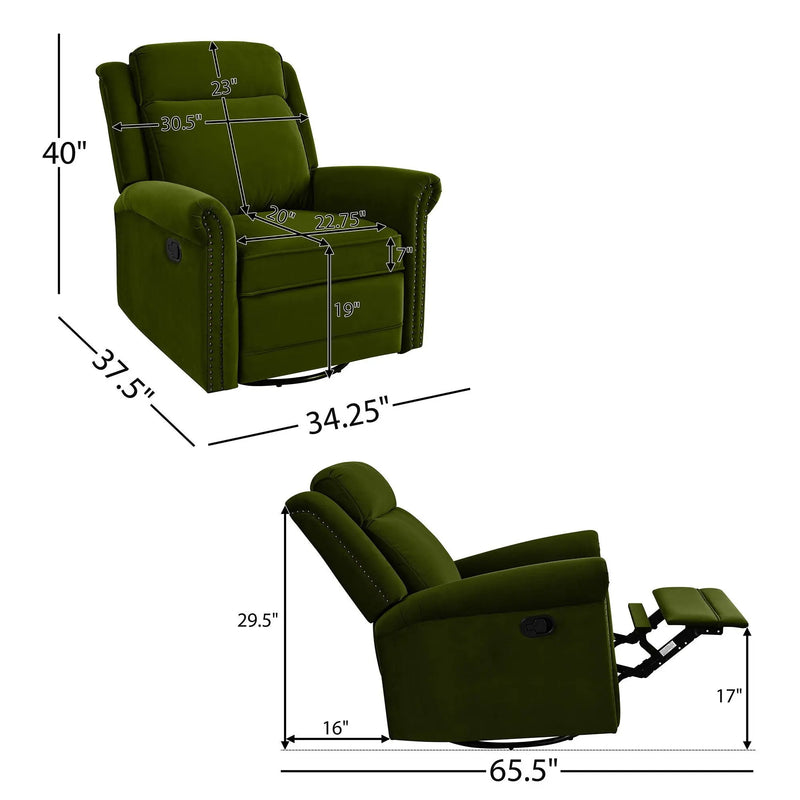 360 Degrees Swivel Recliner Manual Rocking Recliner Home With Adjustable Backrest by Unique Piece Furniture