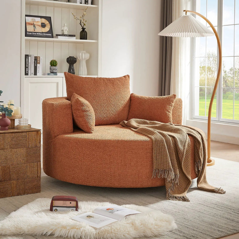 360° Swivel Accent Barrel Chair With 3 Removable Pillows For Living Room by HouseOfZazla