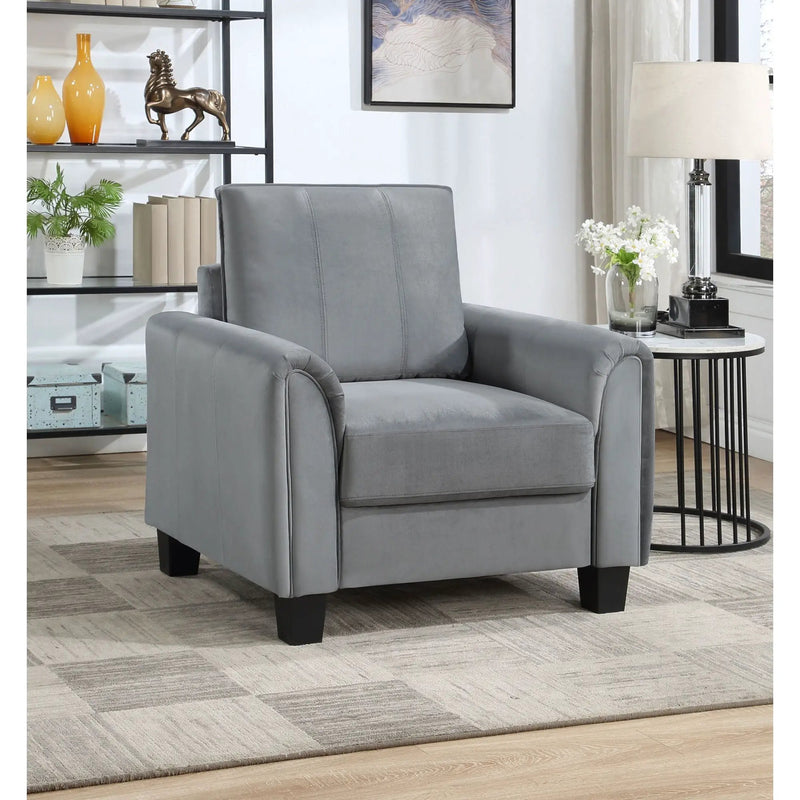 Dixon - Upholstered Rolled Arm Accent Chair - Gray by HouseOfZazla