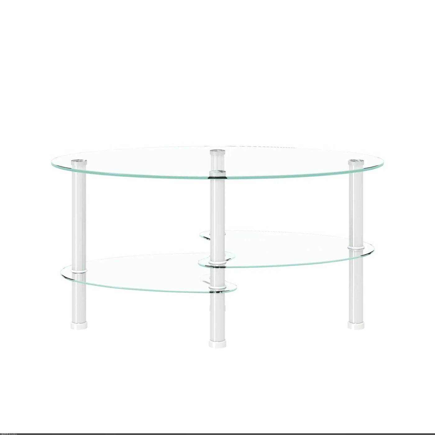 Transparent Oval Glass Coffee Table, Modern Table In Living Room Oak Wood Leg Tea Table 3-Layer Glass Table by Unique Piece Furniture
