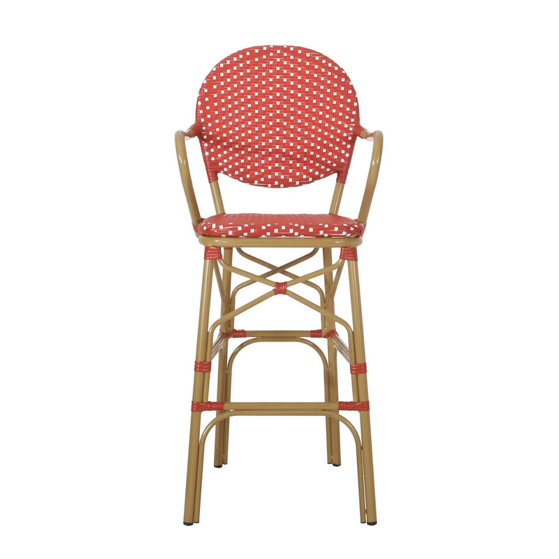 Outdoor Wicker and Aluminum French Barstools, Set of 2 by HouseOfZazla