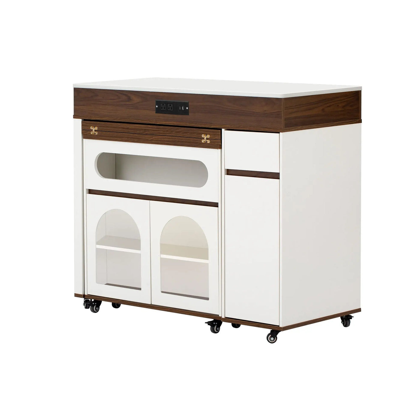 Extendable Dining Table With Folding Top, Rolling Kitchen Island With Drawers And Power Outlet by HouseOfZazla