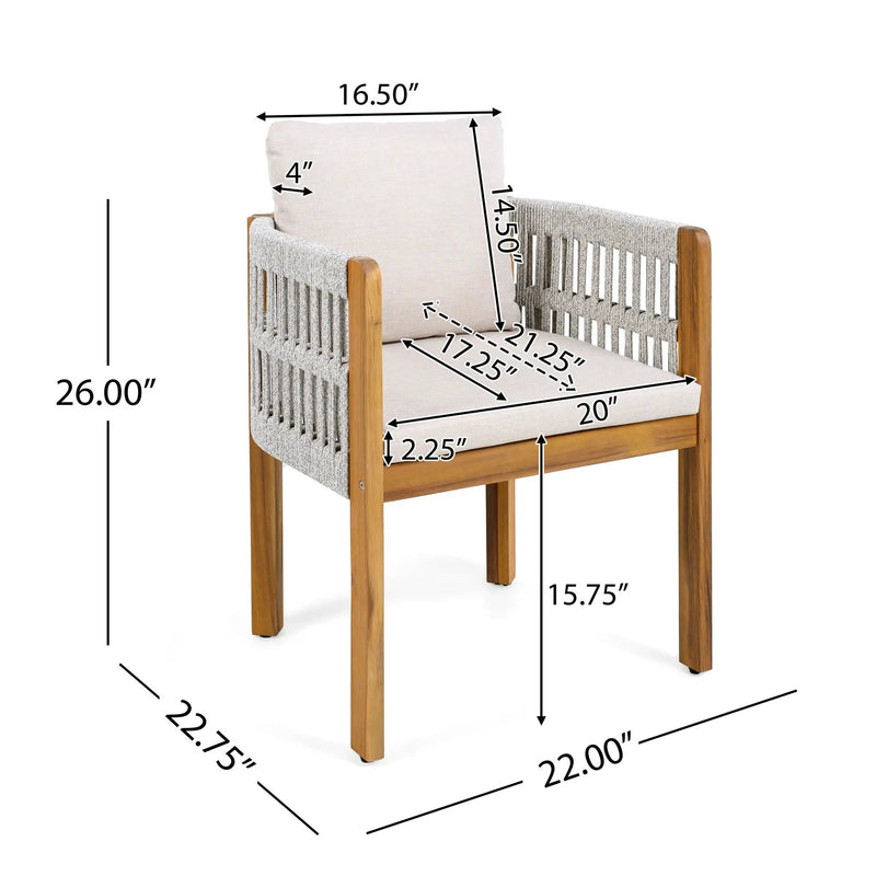 7 Piece Outdoor Dining Set with Table and Chairs - Beige / Teak / White by HouseOfZazla