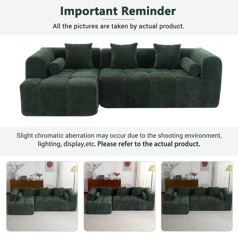 Sectional Free Combined Sofa With 2 Side Pockets by HouseOfZazla