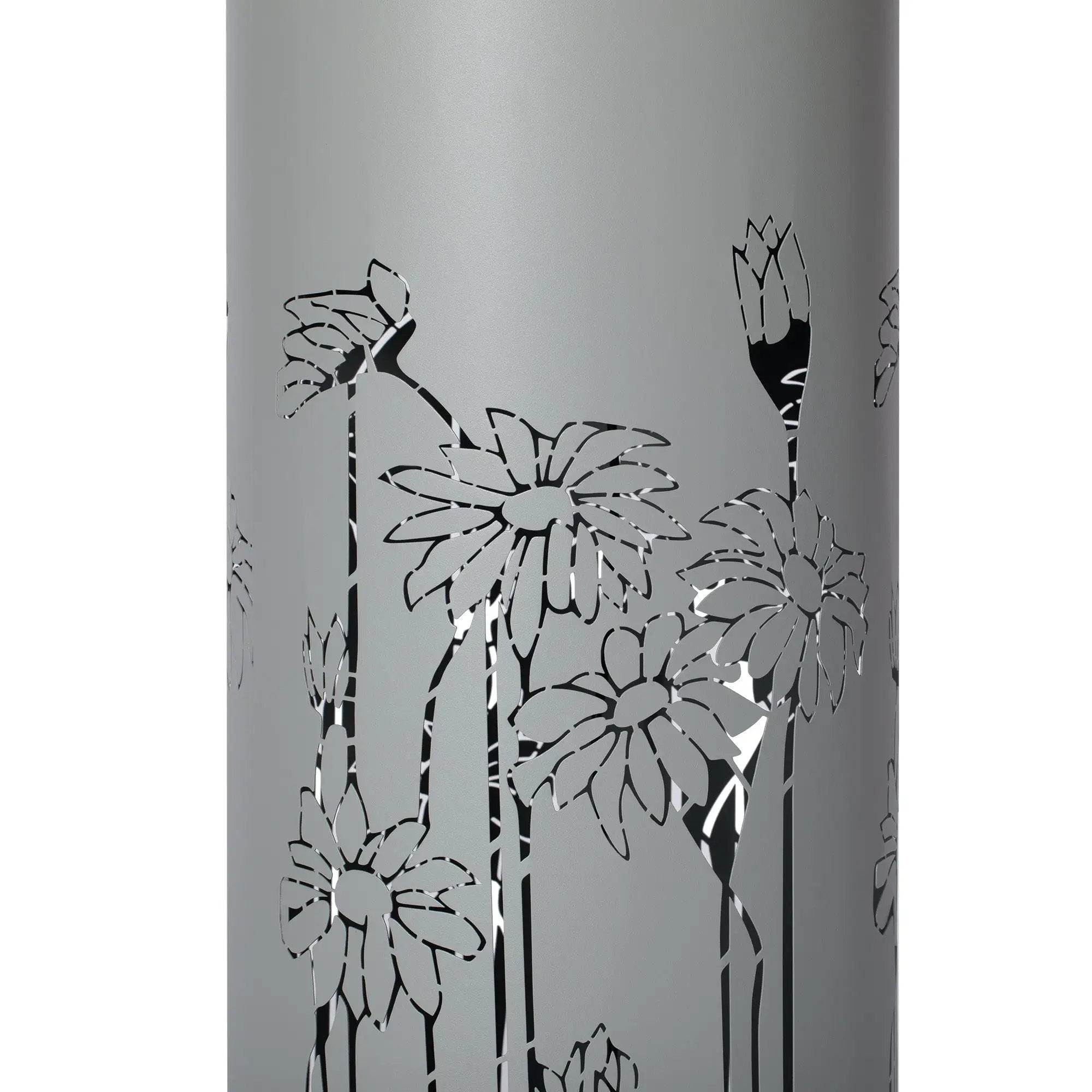 34.25'H Light Gray Metal Cutout Outdoor Water Fountain with LED Lights by HouseOfZazla