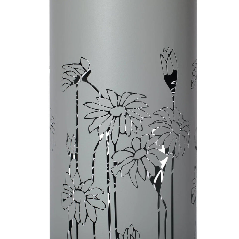 34.25'H Light Gray Metal Cutout Outdoor Water Fountain with LED Lights by HouseOfZazla