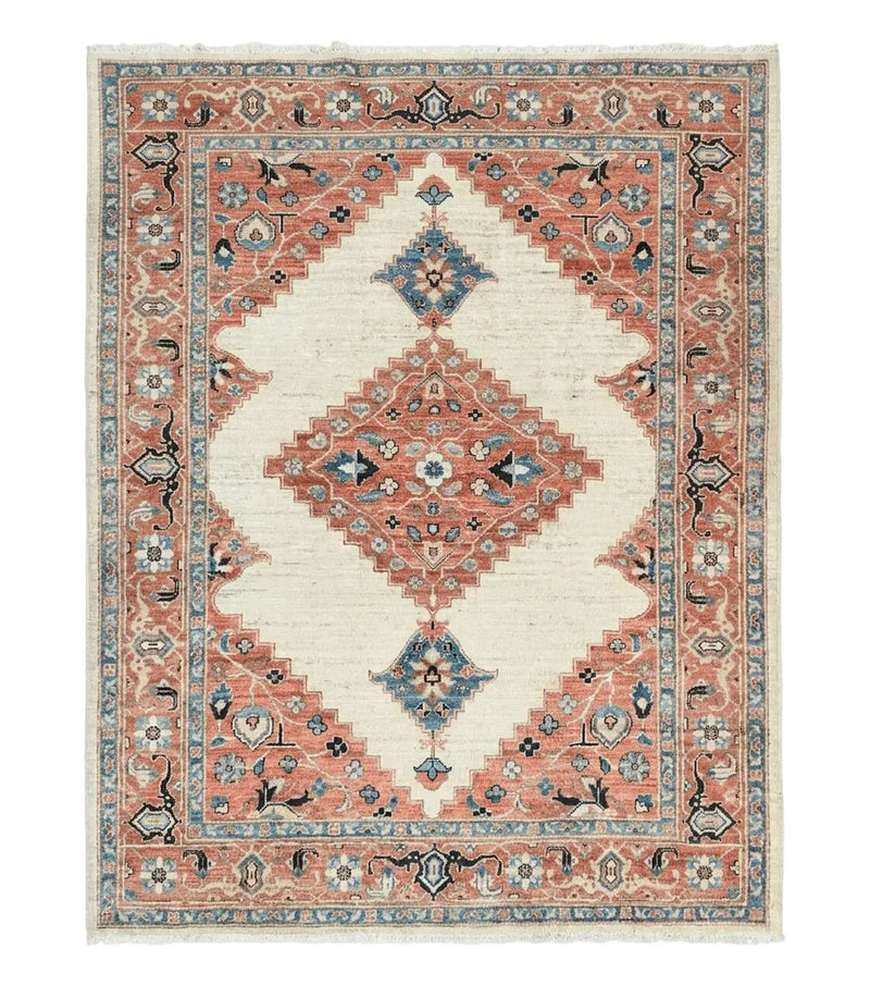 Peshawar Rug 5x7, Wool Hand Knotted Handmade Vintage Carpet, Serapi Design, Pakistani Rug 5 x 7 ft, Medium Sized, Geometric Rug by Jewel Rugs