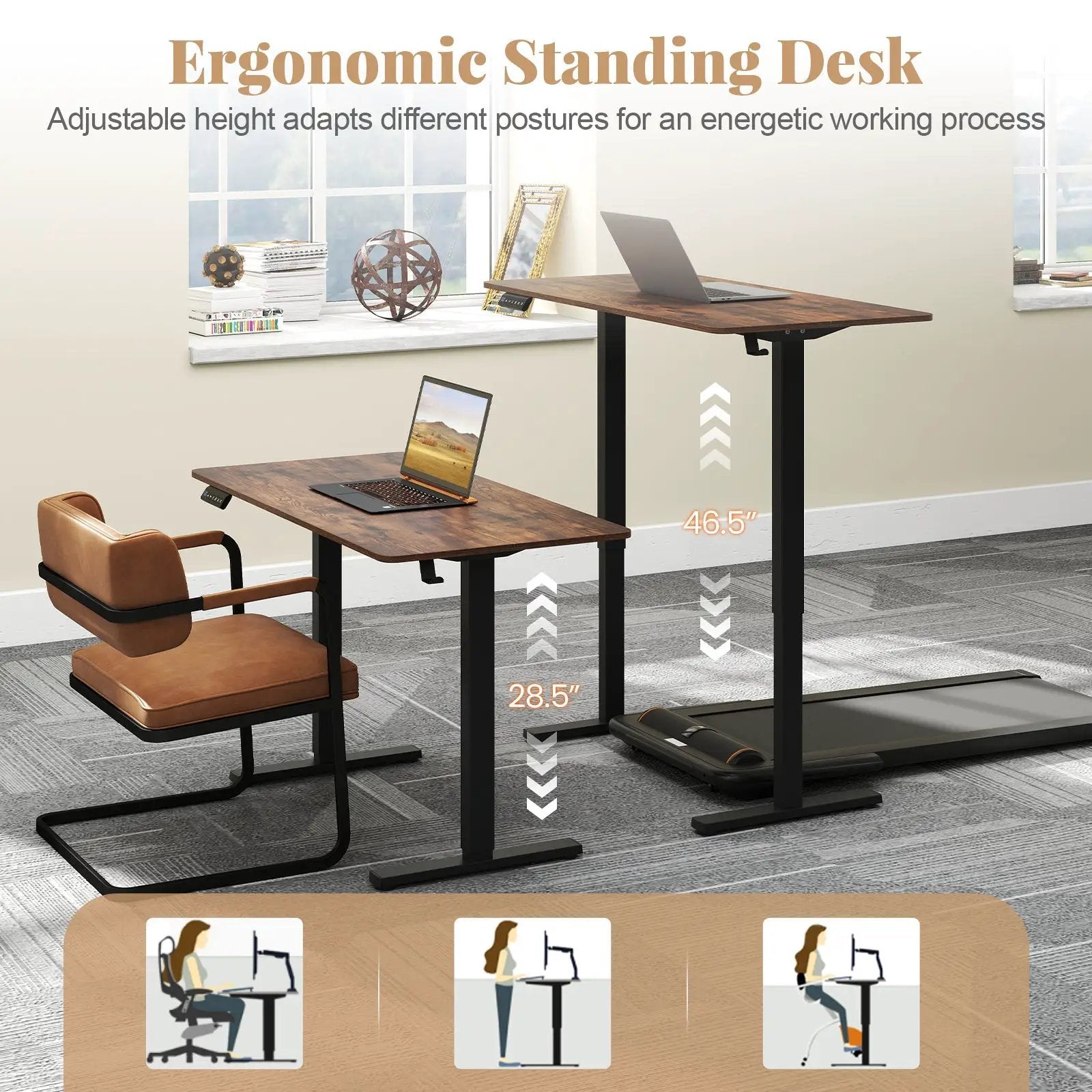 48 Inch x 24 Inch Ergonomic Electric Standing Desk with 3 Memory Settings for Home Office by DirectDeals