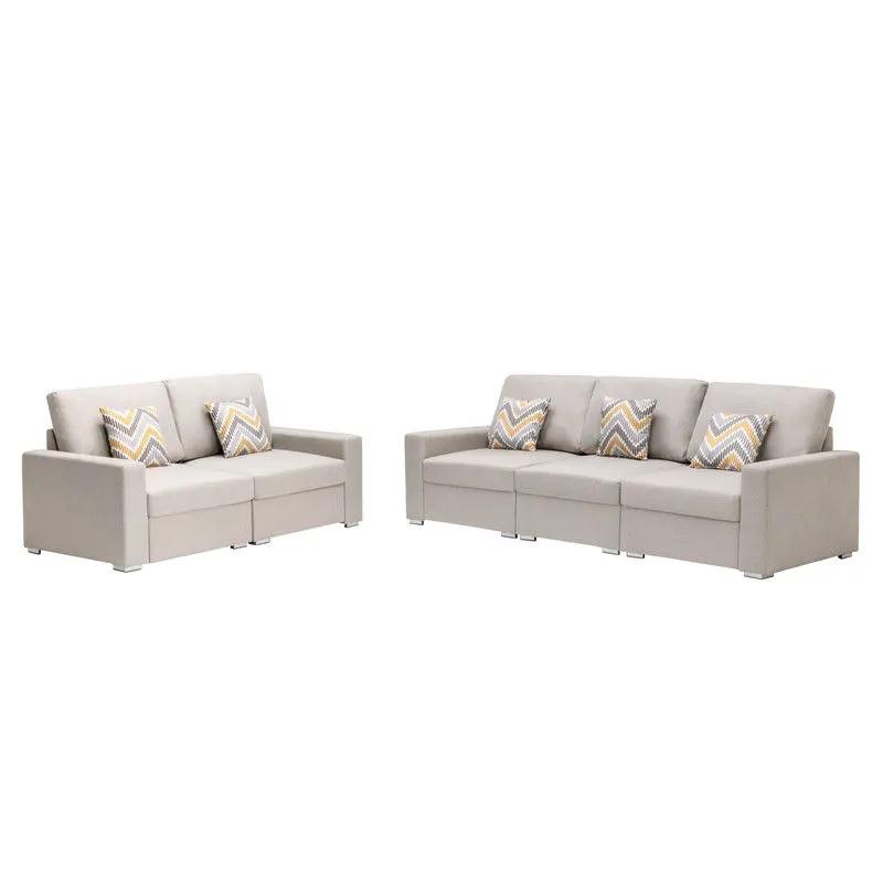 Nolan - Fabric Sofa And Loveseat Living Room With Pillows And Interchangeable Legs by HouseOfZazla