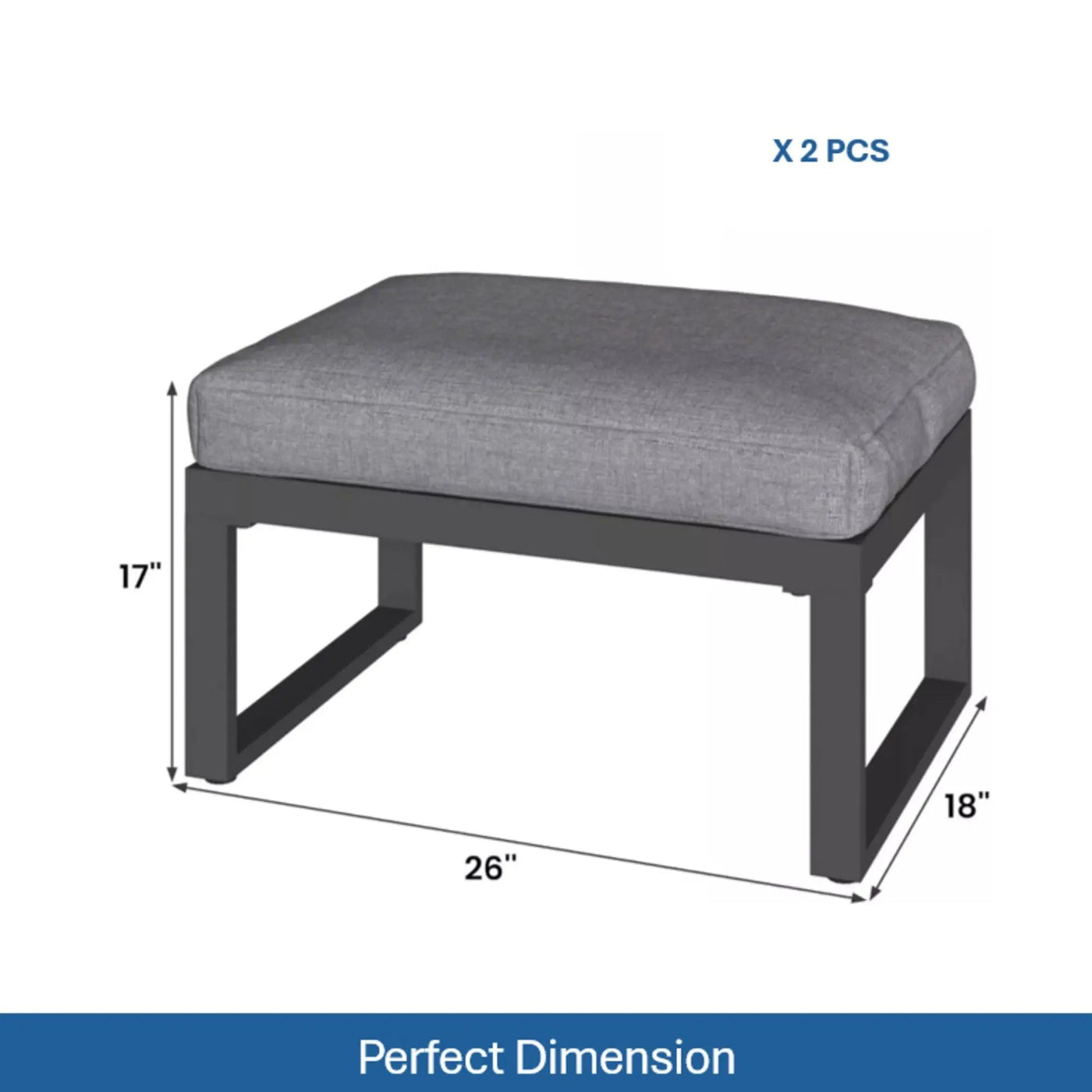 Patio All-Weather Ottomans With Thick Cushions (Set of 2) by HouseOfZazla