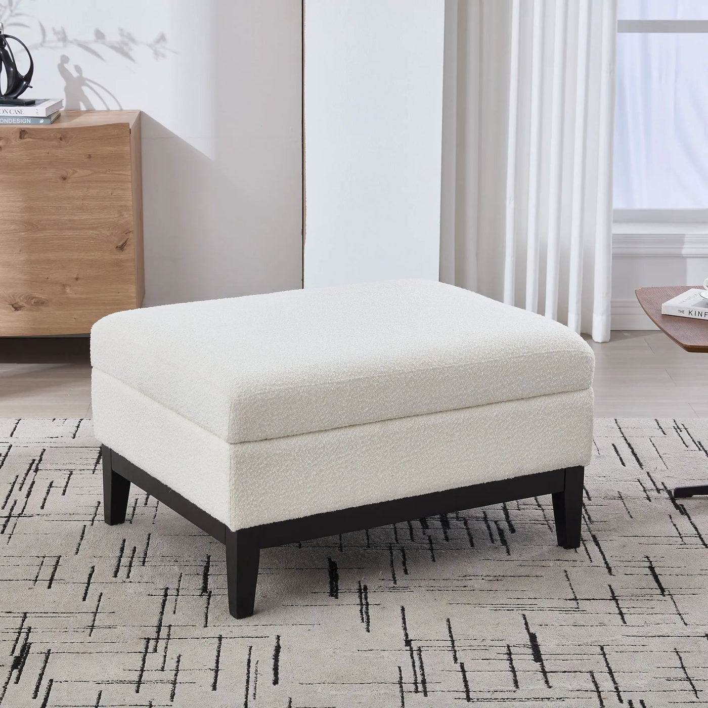 Upholstered Storage Ottoman With Reversible Lid Coffee Table With Rubberwood Legs by HouseOfZazla