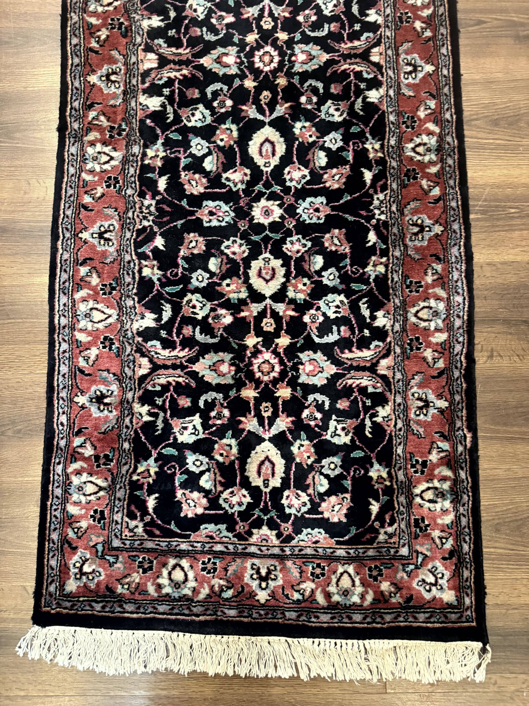 Pak Persian Runner Rug 2.8 x 10, Dark Blue, Floral Allover, Wool by Jewel Rugs