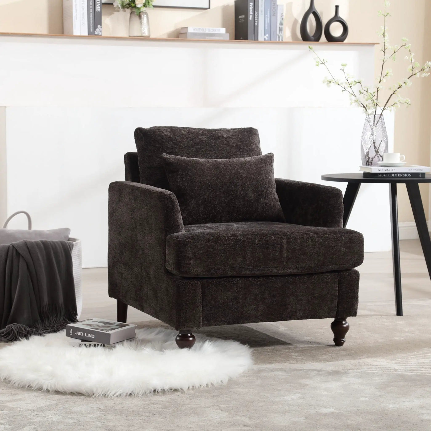 Modern Mid Century Wood Frame Armchair With Tufted Design by HouseOfZazla