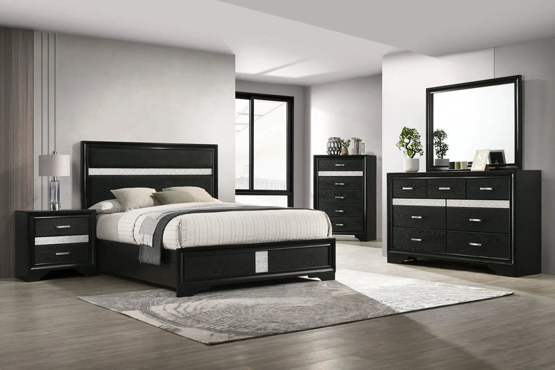 Miranda 54-inch Upholstered Eastern King Panel Bed Black by Unique Piece Furniture