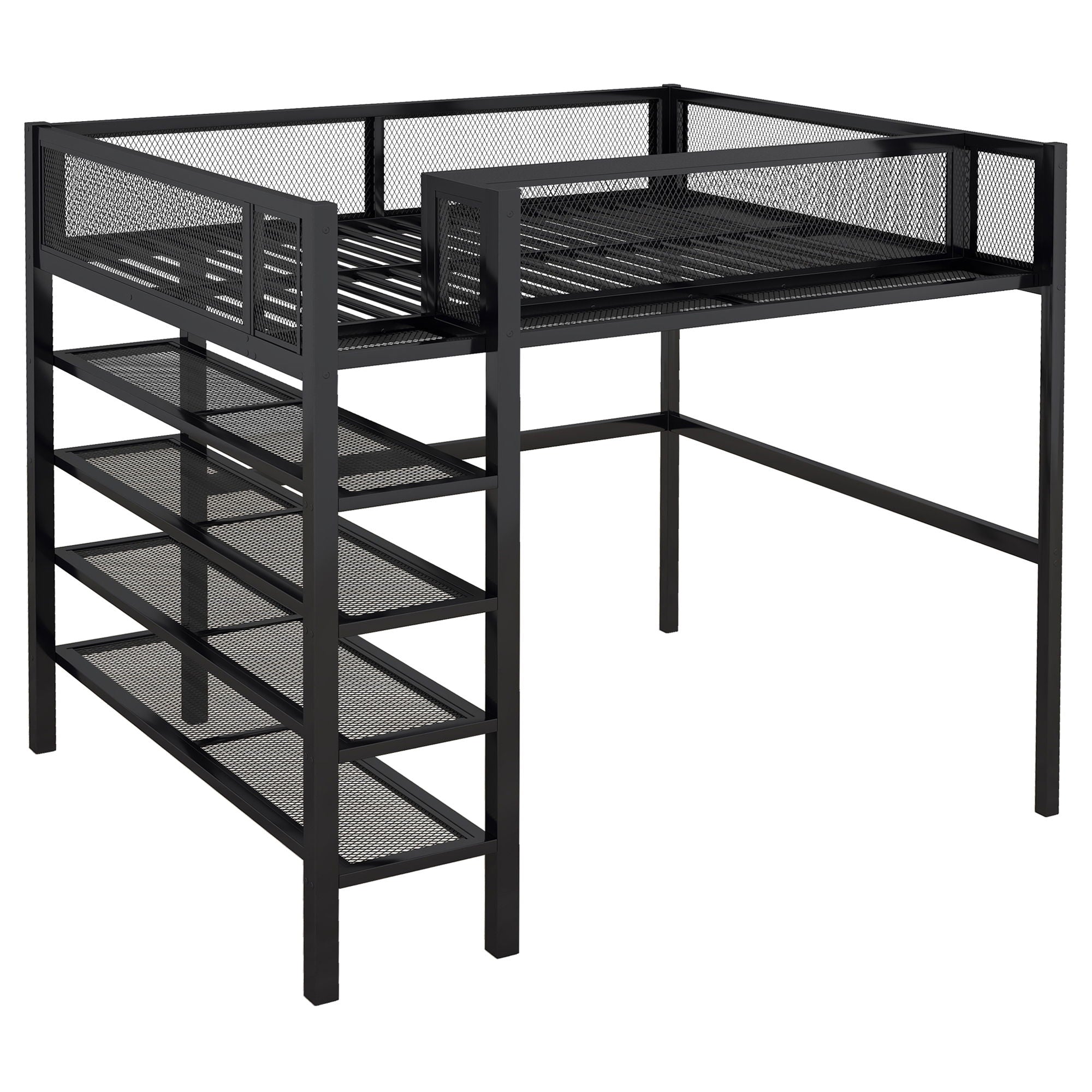 Loft Bed With 4 Tier Shelves And Storage by HouseOfZazla