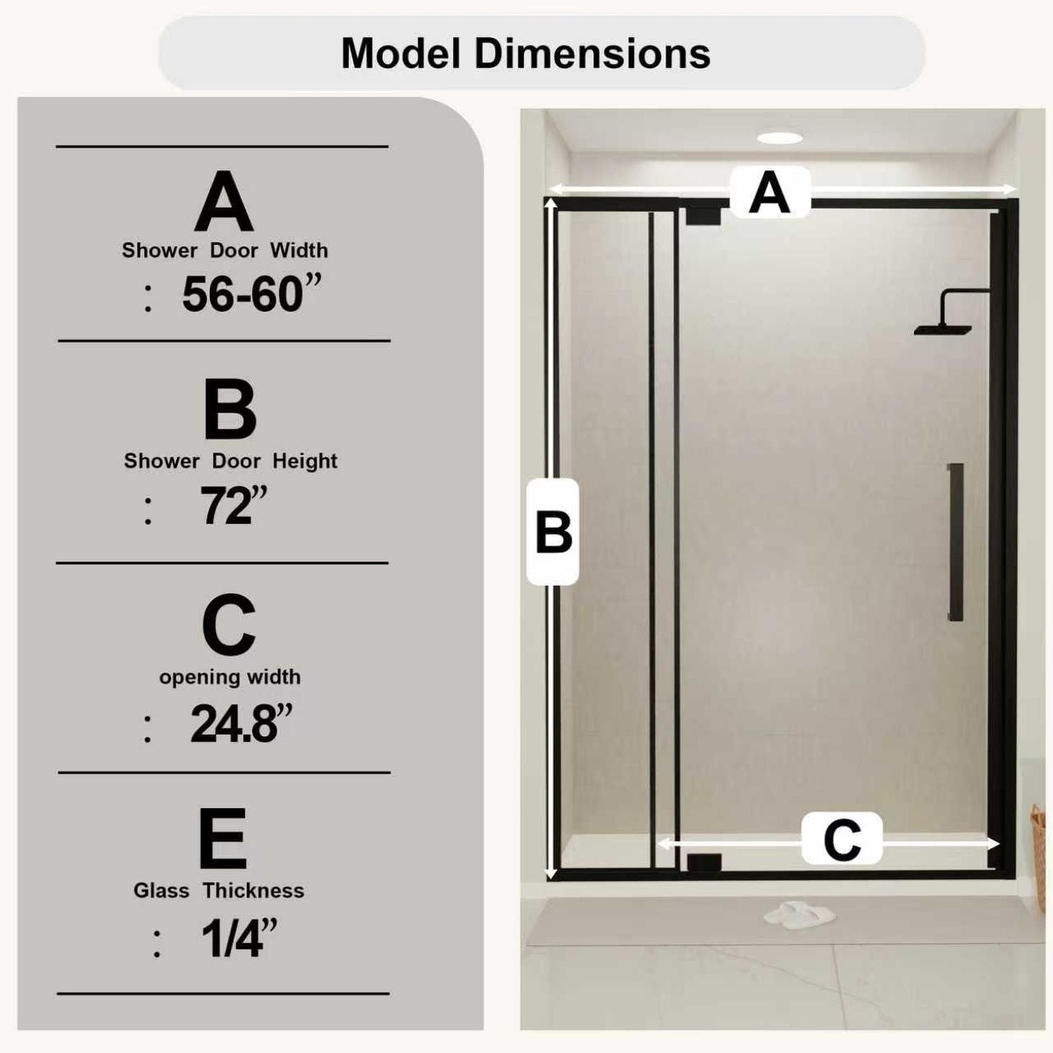 Semi Frameless Pivot Hinged Shower Door, Reversible Design by HouseOfZazla